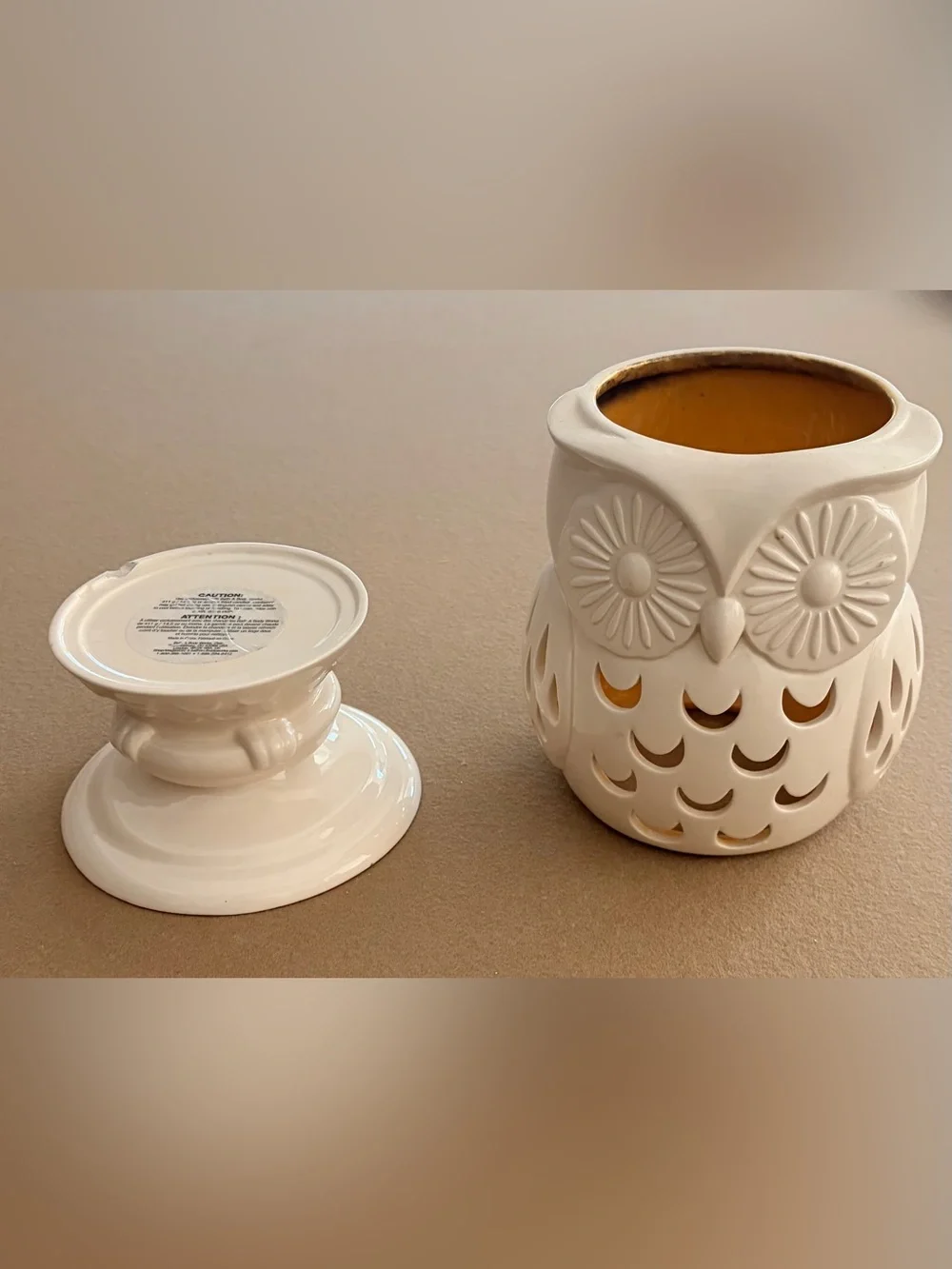 Bath & Body Works Cream Owl Ceramic Lantern Wax Warmer